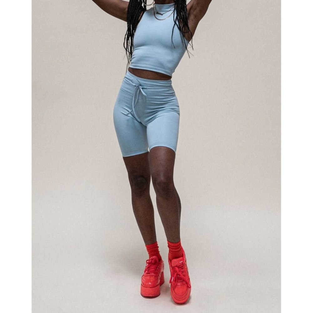 Girlfriend Collective Sky Diana Drawstring Bike Short - Medium